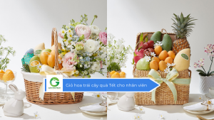Giỏ hoa trái cây quà Tết cho nhân viên