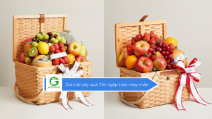 Giỏ trái cây quà Tết ngập tràn may mắn
