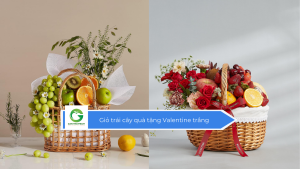 Giỏ trái cây quà tặng Valentine trắng